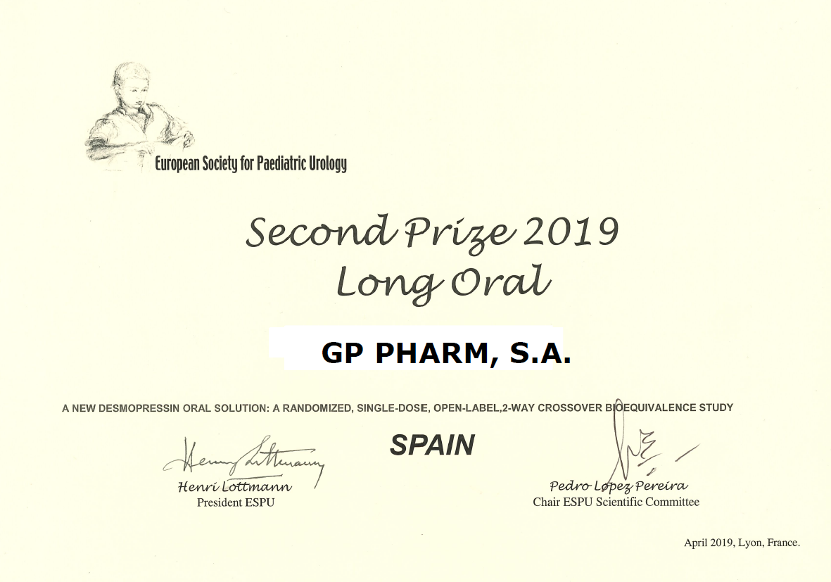 GP Pharm galardonada por el comité científico ESPU